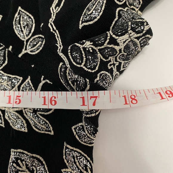 Vtg Women's Floral Metallic Top S Whimsigoth Fairy Grunge Dark Romantic - Picture 4 of 8